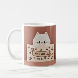 Cute Tiny cat paw prints and coffee beans Mug