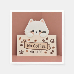 Cute Tiny cat paw prints and coffee beans Napkin