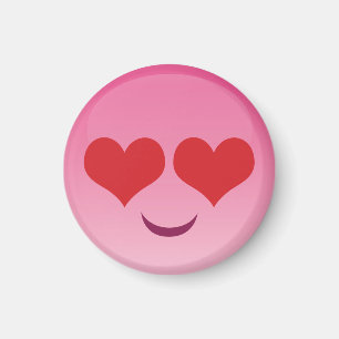 Cute & tiny hearty eyes pink emoji magnet