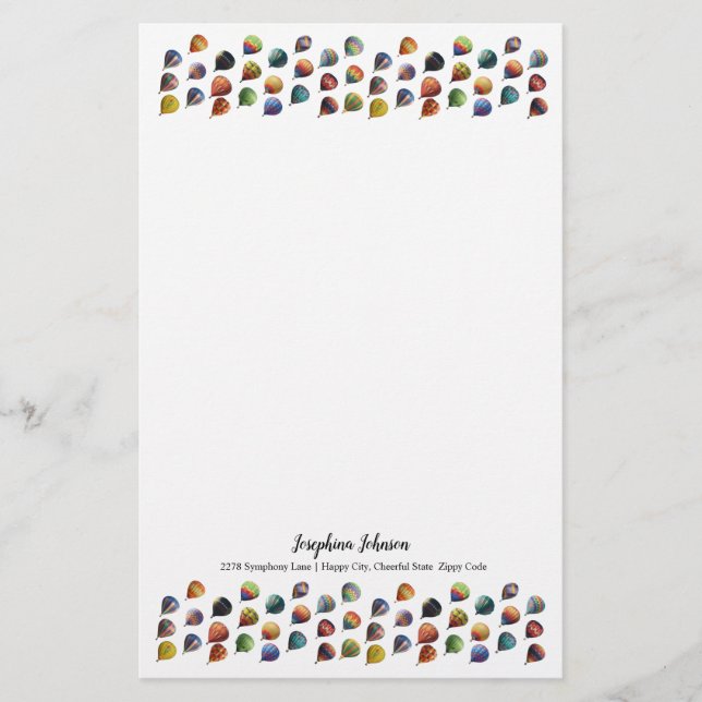 Cute Tiny Hot Air Balloons Pattern  Stationery (Front)