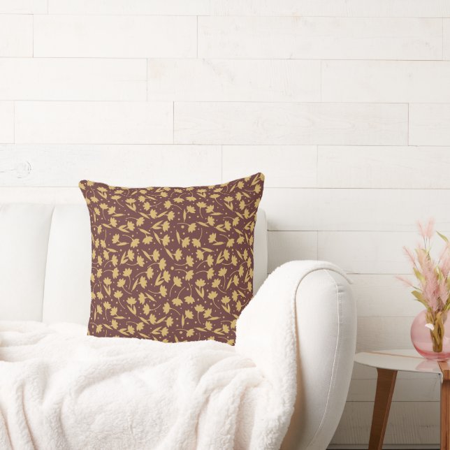 Cute tiny light brown flower pattern cushion (Couch)