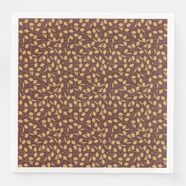 Cute tiny light brown flower pattern napkin (Front)