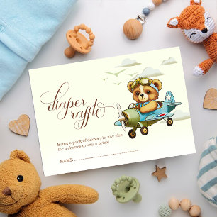 Cute Tiny Pilot Baby Shower Diaper Raffle Enclosure Card