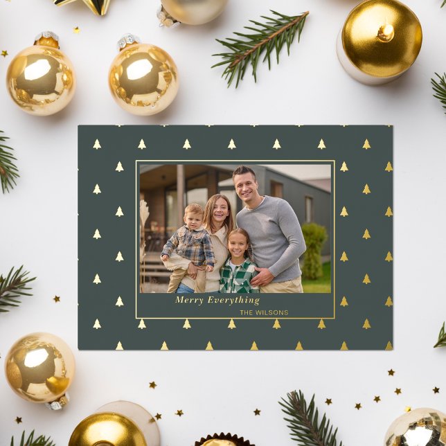 Cute Tiny Trees Christmas Holidays Photo (Cute Tiny Trees Christmas Holidays Photo Foil Holiday Card)