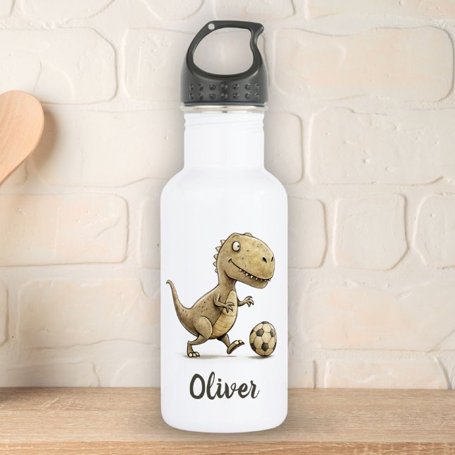 Cute Tiny Trex Playing Football Personalised 532 Ml Water Bottle (Creator Uploaded)