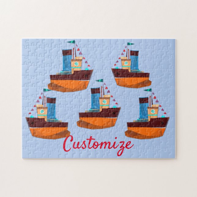 Cute Tiny Tugboat Thunder-Cove Jigsaw Puzzle (Horizontal)