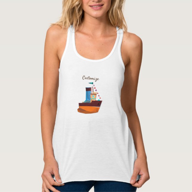 Cute Tiny Tugboat Thunder-Cove Singlet (Front)