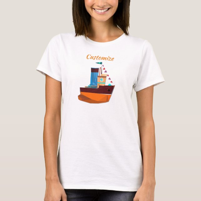 Cute Tiny Tugboat Thunder-Cove T-Shirt (Front)