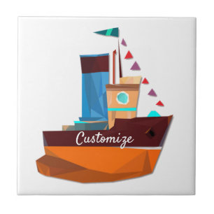 Cute Tiny Tugboat Thunder-Cove Tile