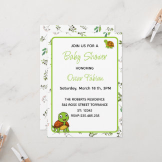 Cute Tiny turtles baby shower invitation