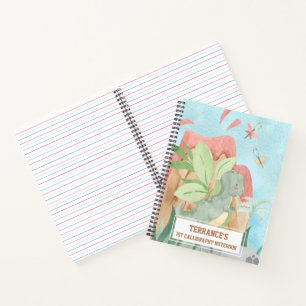 Cute Tiranosaurios Rex Dinosaur 1st Calligraphy Notebook