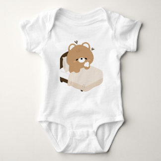 Cute Tired Brown Bear Baby Bodysuit