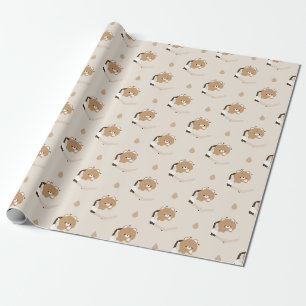 Cute Tired Brown Bear Wrapping Paper