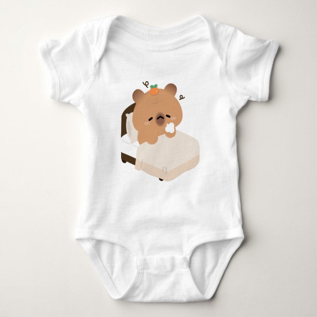 Cute Tired Capybara Baby Bodysuit (Front)