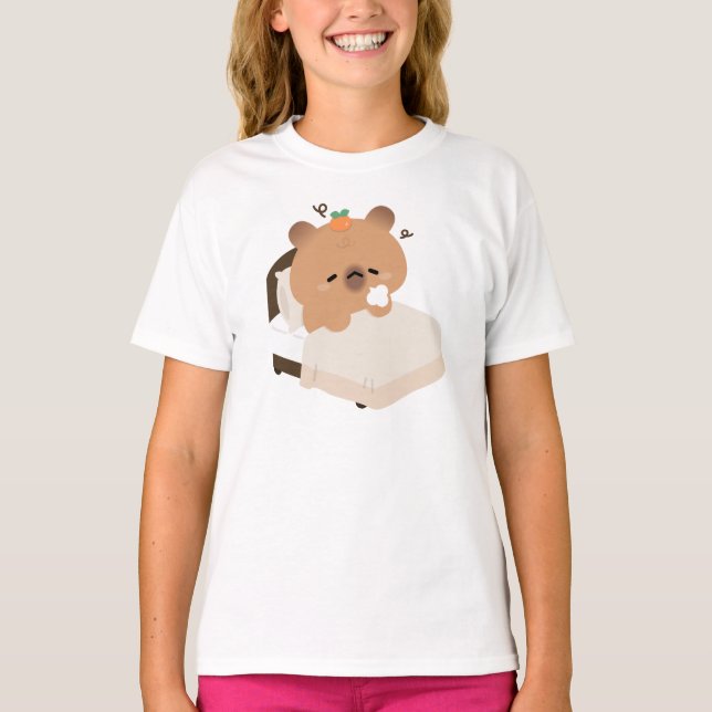 Cute Tired Capybara T-Shirt (Front)