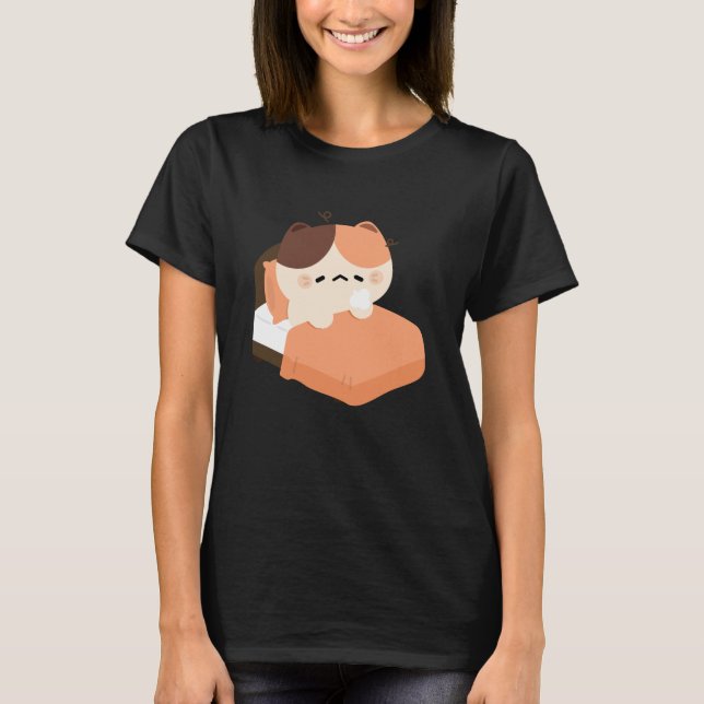 Cute Tired Cat T-Shirt (Front)