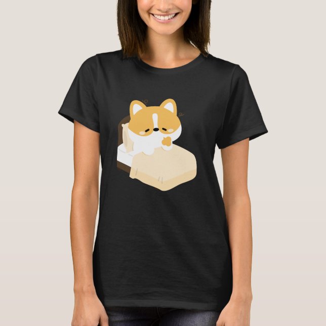 Cute Tired Corgi T-Shirt (Front)