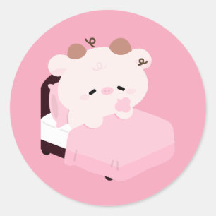 Cute Tired Cow Classic Round Sticker