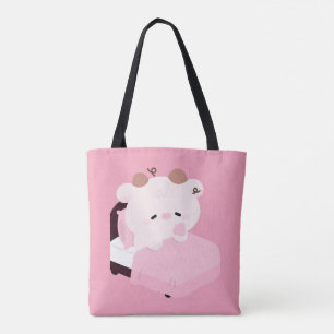 Cute Tired Cow Tote Bag