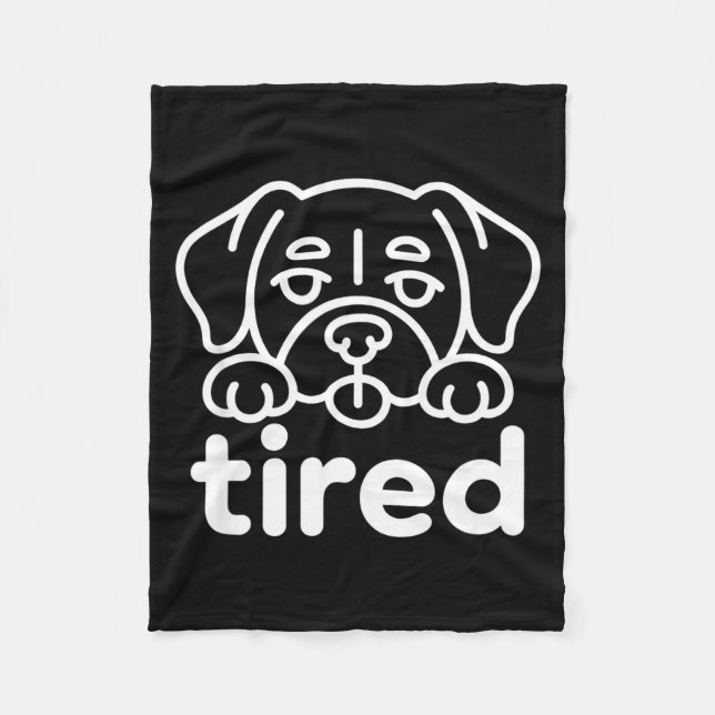 Cute tired dog design fleece blanket (Front)
