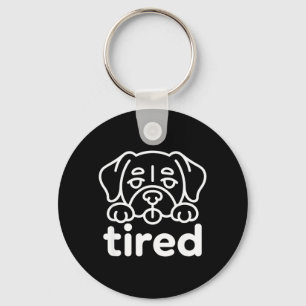 Cute tired dog design key ring
