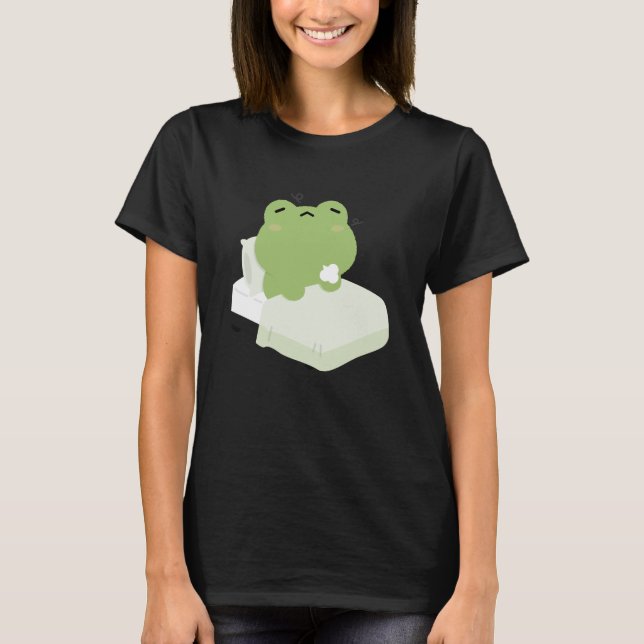 Cute Tired Frog  T-Shirt (Front)