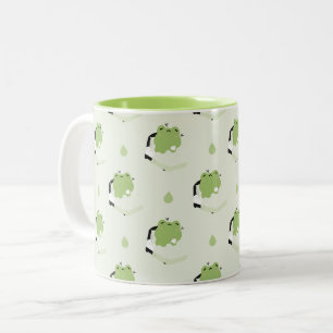 Cute Tired Frog Two-Tone Coffee Mug