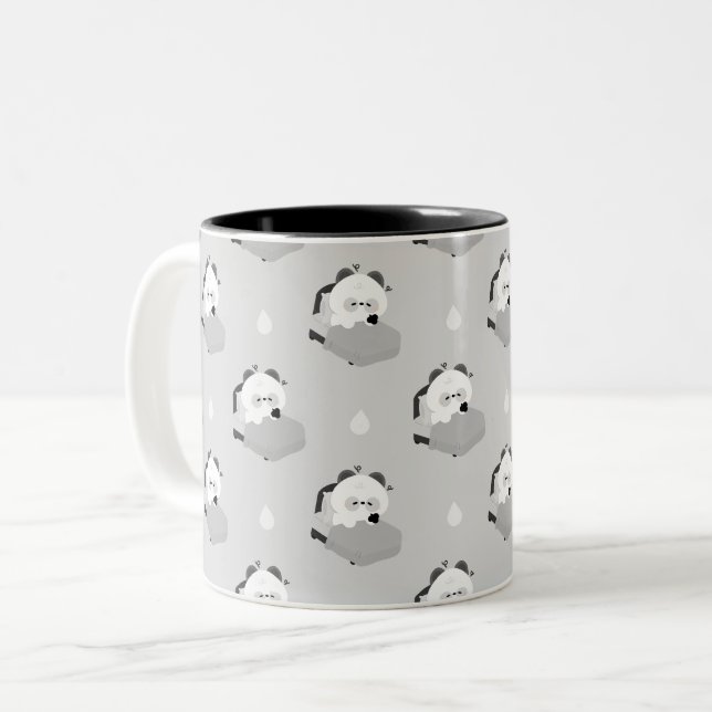 Cute Tired Panda Two-Tone Coffee Mug (Front Left)
