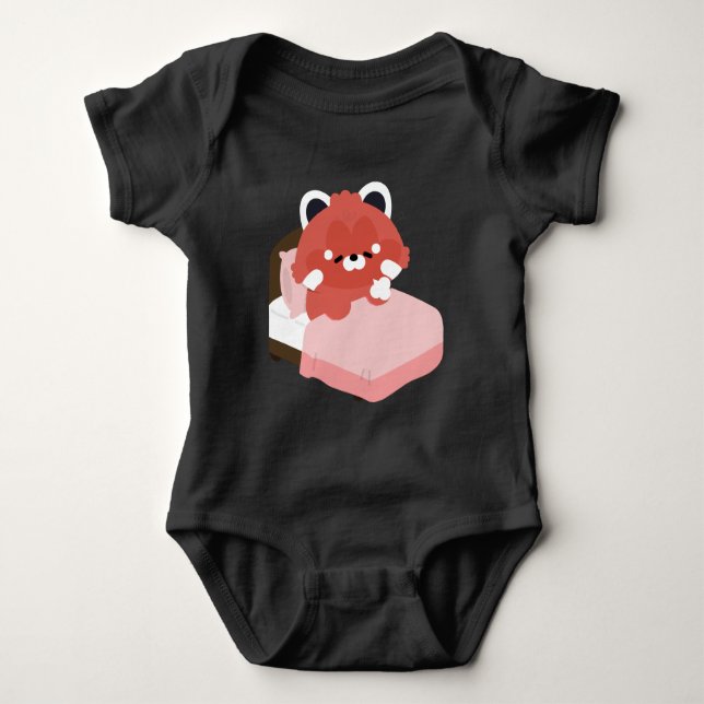 Cute Tired Red Panda Baby Bodysuit (Front)