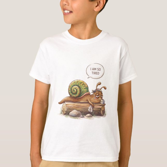     Cute Tired Snail T-Shirt (Front)