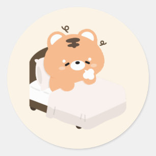 Cute Tired Tiger Classic Round Sticker