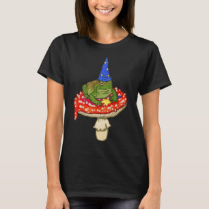Cute Toad Wizard Sitting on Red Spotted Mushroom T-Shirt
