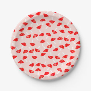 Cute Toadstool Mushrooms Paper Plates