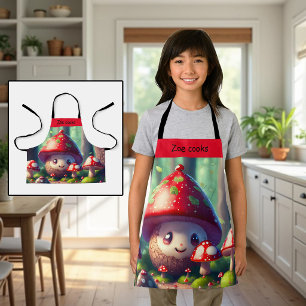 Cute toadstools in the forest - custom kids  apron