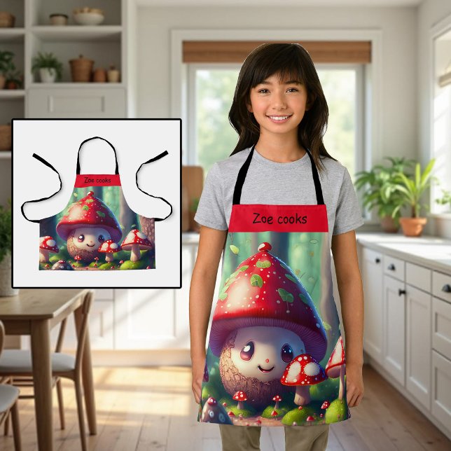 Cute toadstools in the forest - custom kids  apron (Creator Uploaded)