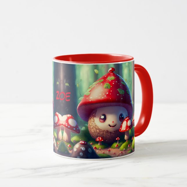Cute toadstools in the forest - good luck custom  mug (Front Right)