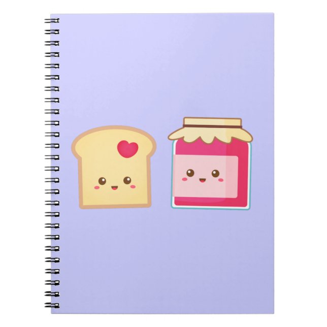 Cute Toast and Strawberry Jam, Spread Love Spiral Notebook (Front)
