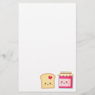 Cute Toast and Strawberry Jam, Spread Love Stationery