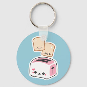 Cute Toaster with Happy Toast Key Ring