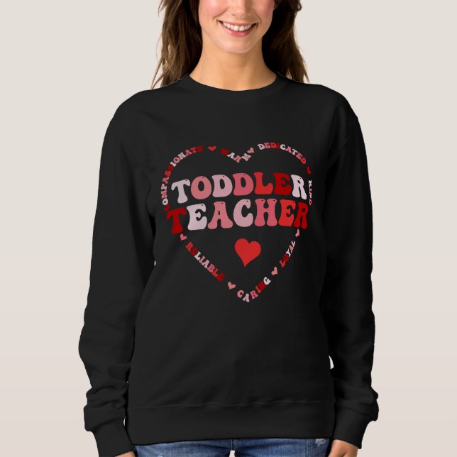Cute Toddler Teacher Assistant Valentines Day Hear Sweatshirt (Front)
