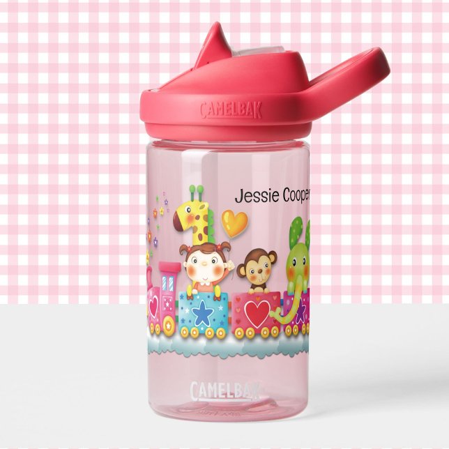 Cute Toddler Toy Train Personalise Name Durable Water Bottle (Creator Uploaded)