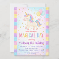 Cute Toddler Unicorn Birthday Invitation