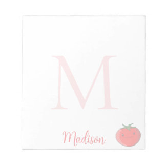 Cute Tomato Custom Name Initial  Notepad