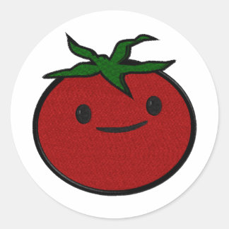 Cute Tomato Embroidery Print Classic Round Sticker