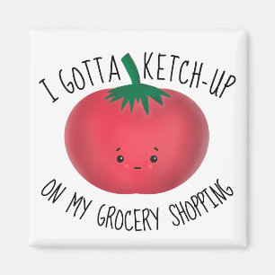 Cute Tomato Ketchup Grocery Shopping Magnet