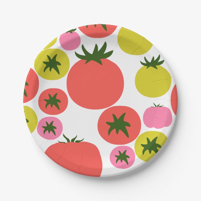 Cute Tomato Paper Plates (Front)