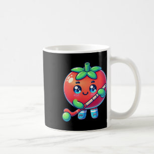 Cute Tomato Playing Field Hockey Cartoon  Coffee Mug