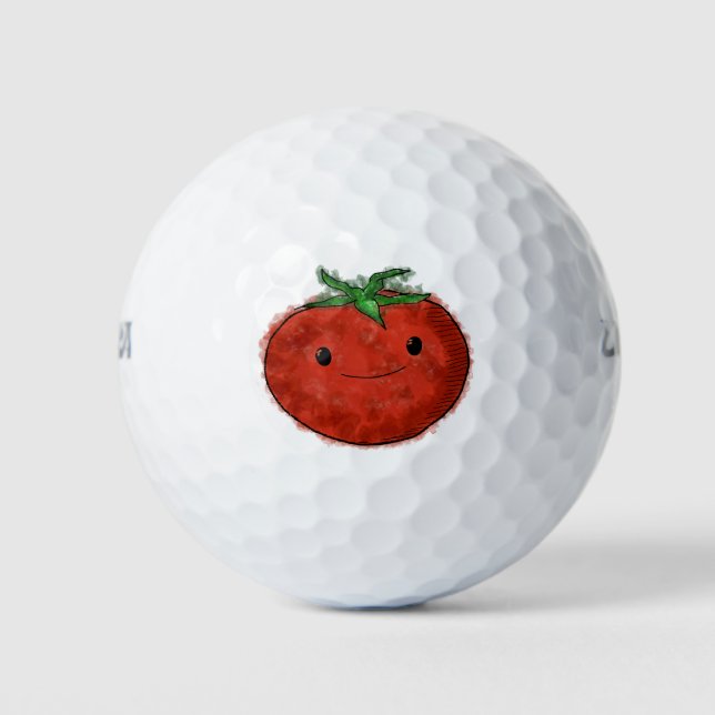 Cute Tomato Watercolor Golf Balls (Front)