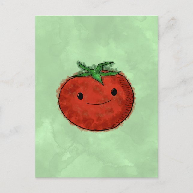 Cute Tomato Watercolor Postcard (Front)