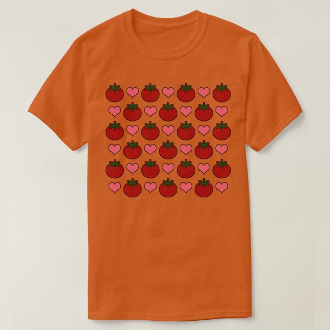 Cute Tomatoes And Hearts T-Shirt (Design Front)